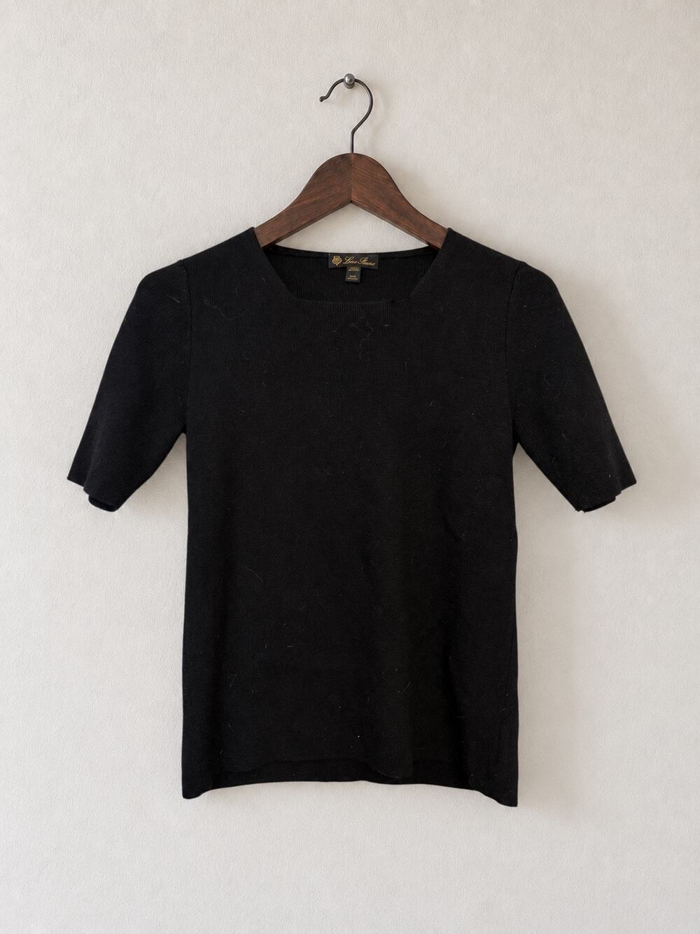 Loro Piana Black 100% Cashmere Short Sleeve Top | Size Small